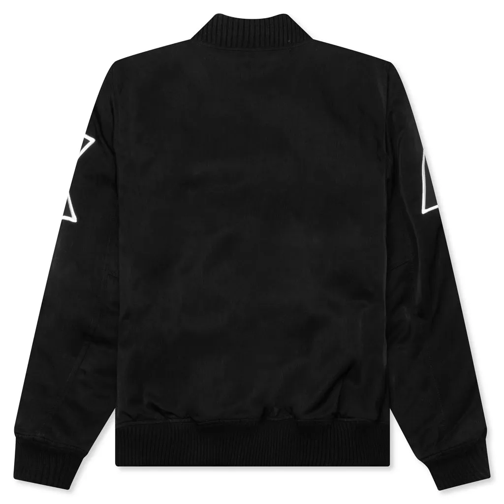 Nylon Logo Varsity Jacket - Black