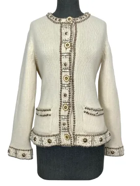 Oscar de la Renta Embellished Cashmere Sweater Size L