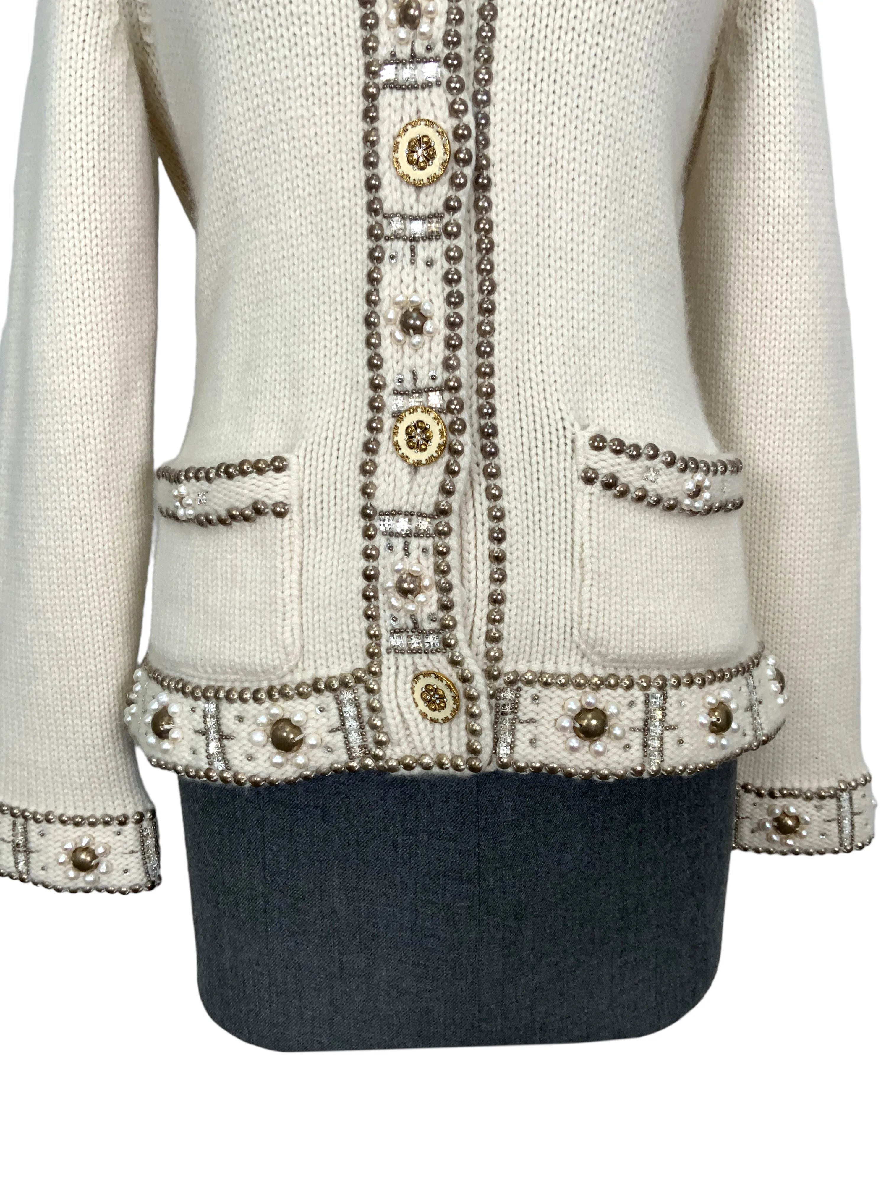 Oscar de la Renta Embellished Cashmere Sweater Size L