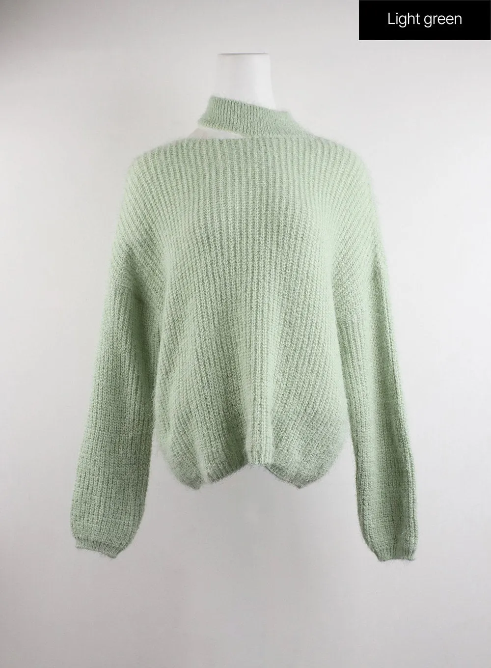 Oversized Asymmetrical Neck Knit Sweater CJ417