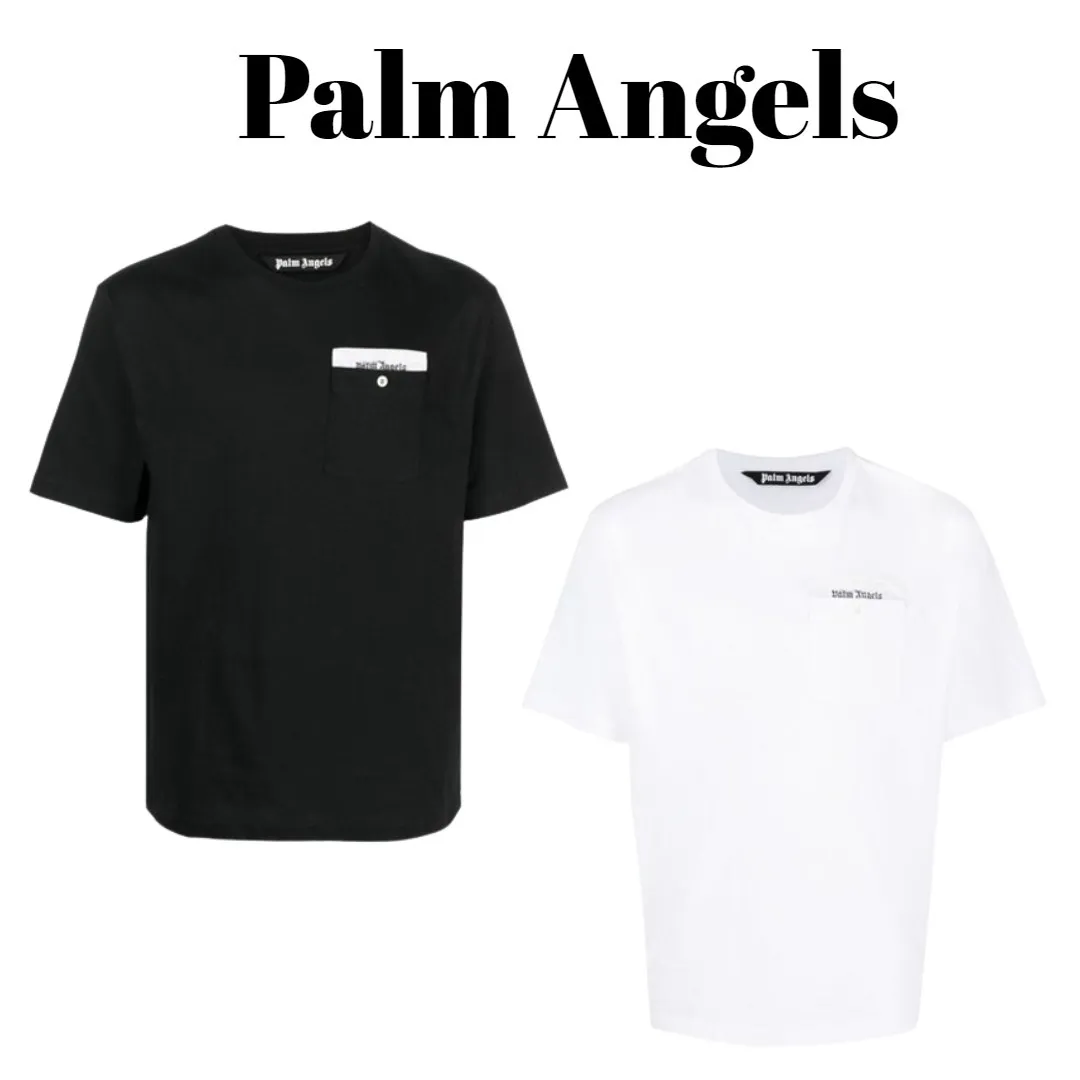 Palm Angels  |Crew Neck Street Style Plain Cotton Short Sleeves Logo