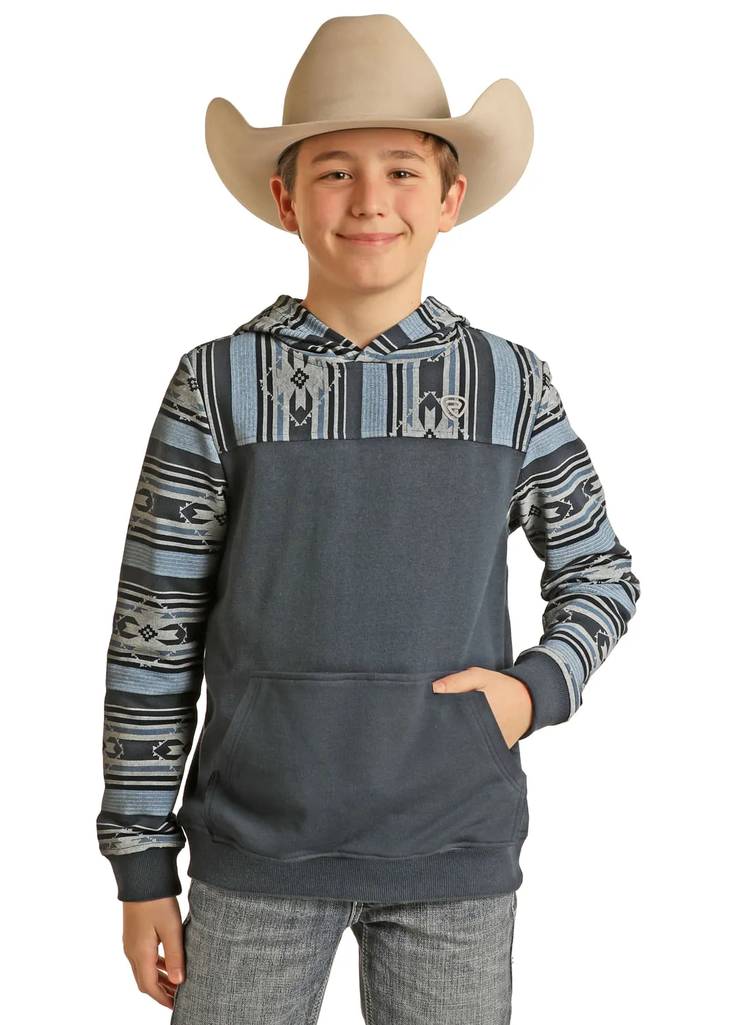 Panhandle Slim Boys Aztec Indigo Hoodie