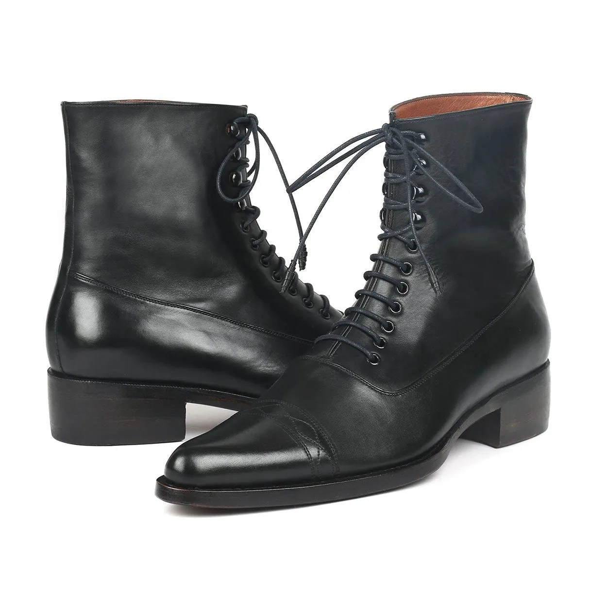 Paul Parkman CW477-BLK Men's Shoes Black Calf-Skin Leather Goodyear Welted Boots (PM6269)