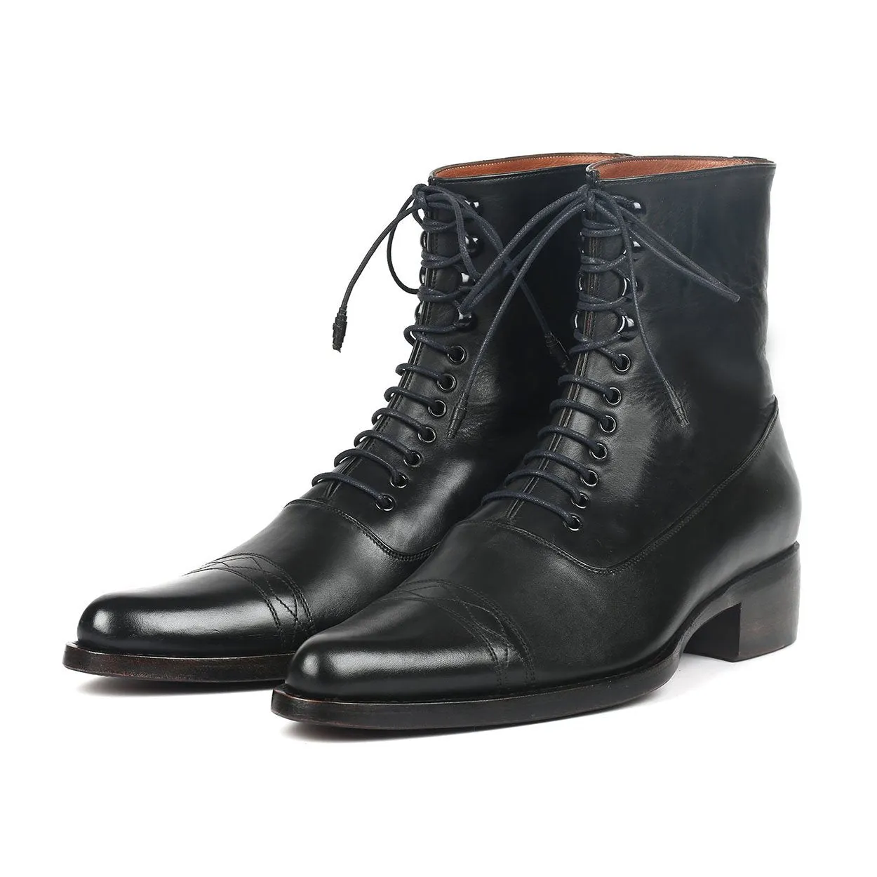 Paul Parkman CW477-BLK Men's Shoes Black Calf-Skin Leather Goodyear Welted Boots (PM6269)