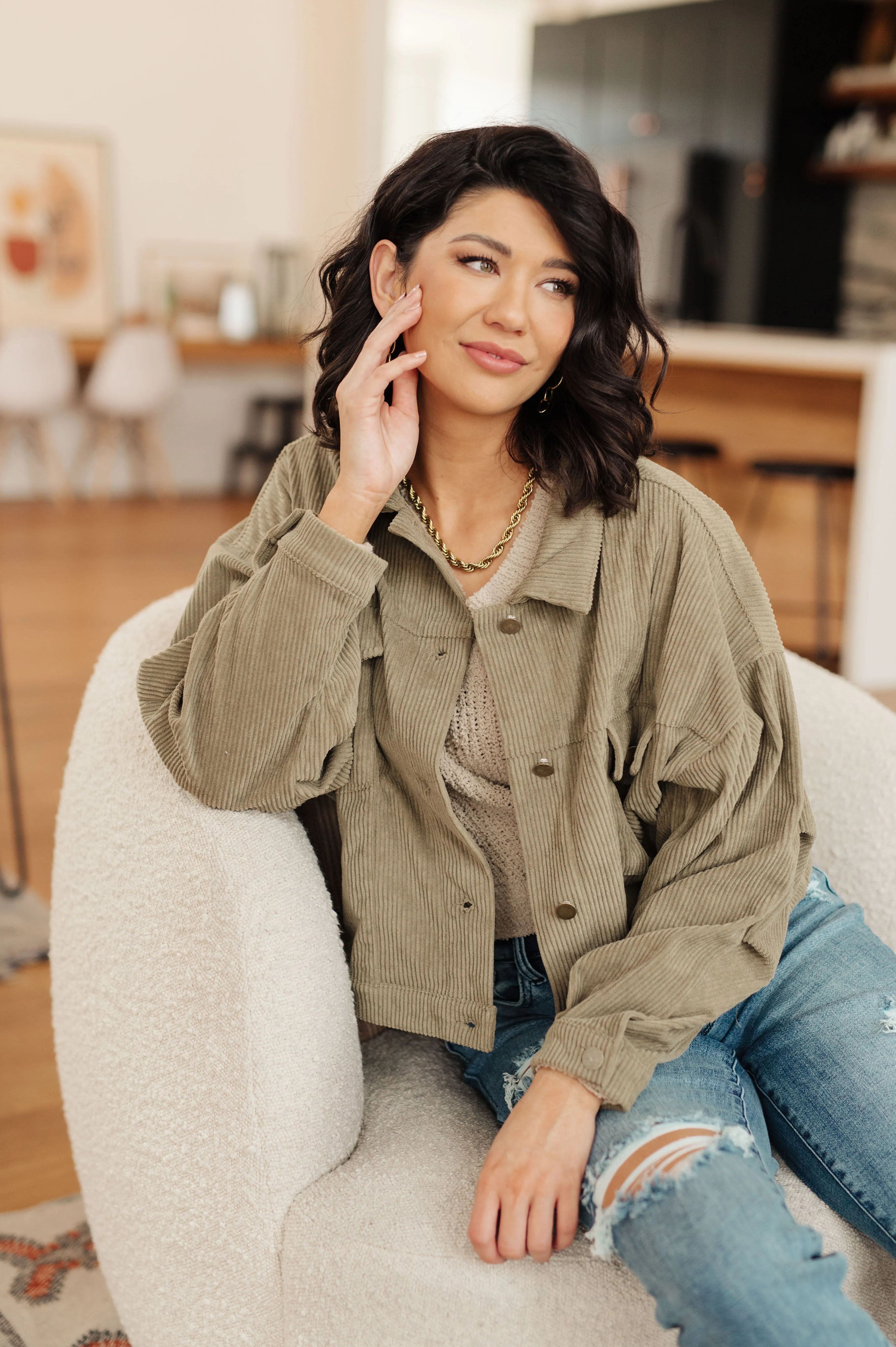 Perfect Corduroy Jacket in Olive