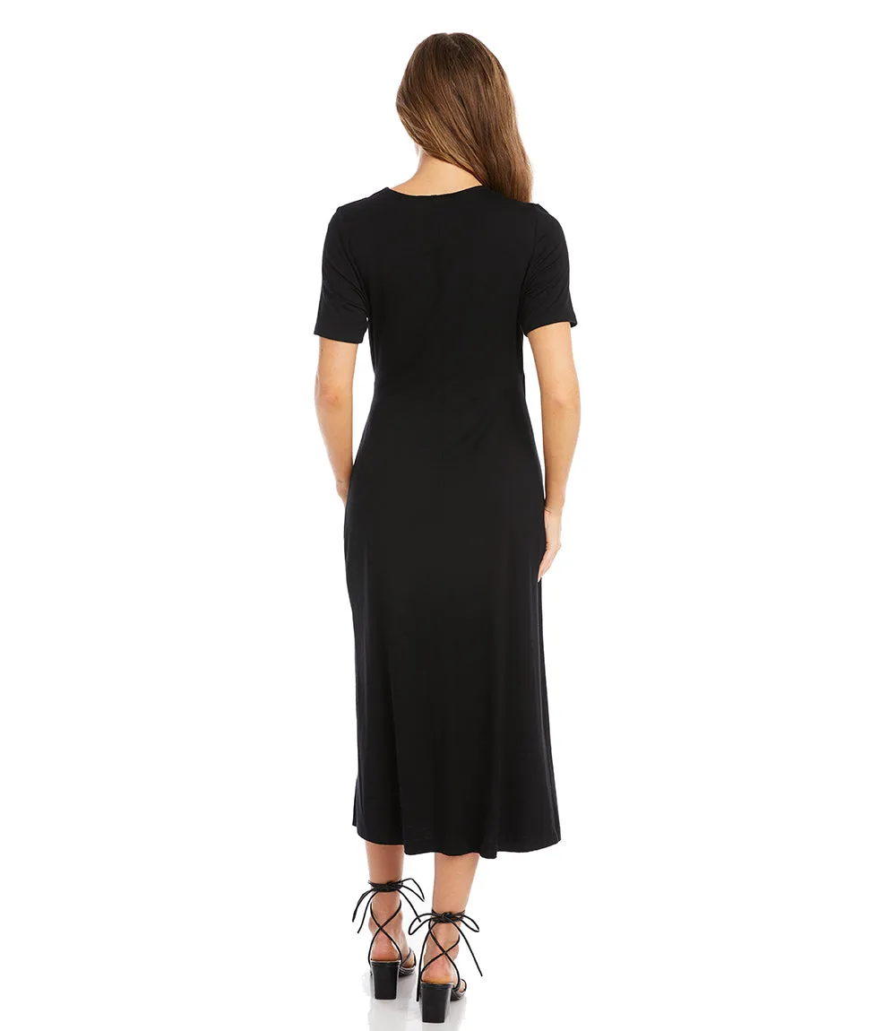 Petite Size Faux Wrap Midi Dress