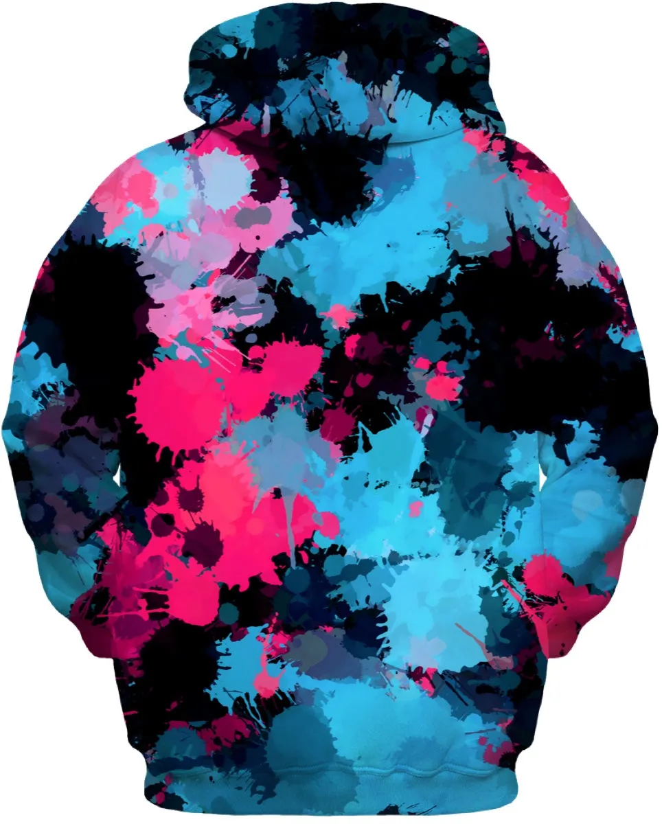 Pink and Blue Paint Splatter Hoodie