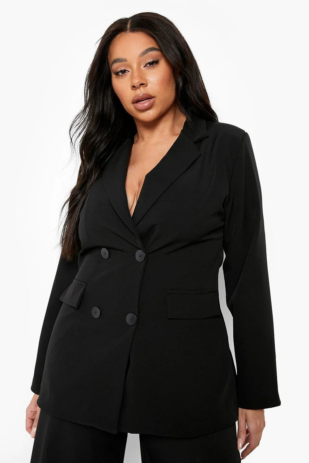 Plus Tailored Double Breasted Blazer