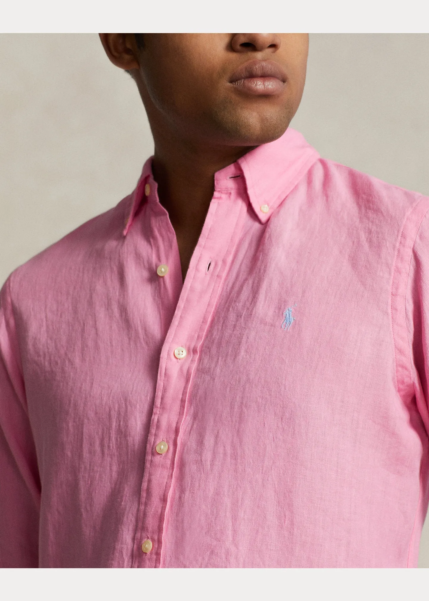 Polo Ralph Lauren - Chemise en lin coupe ajustée Florida Pink