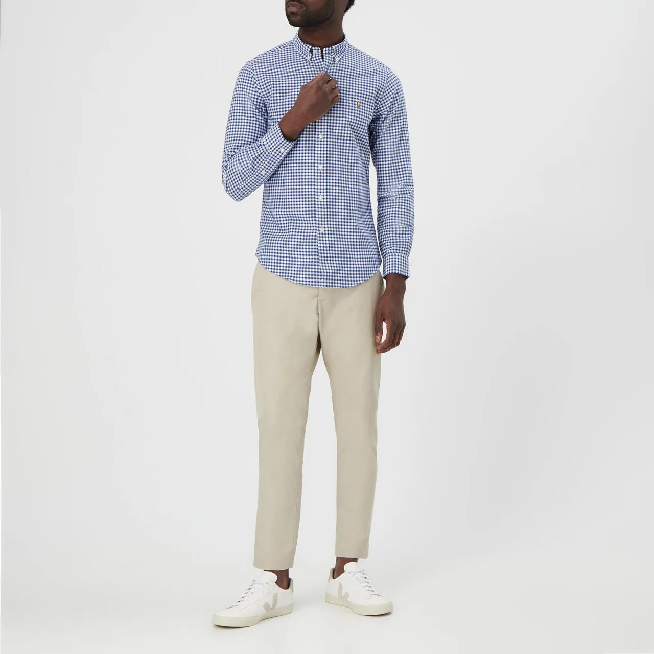 POLO RALPH LAUREN Gingham Slim Fit Oxford Shirt - Blue