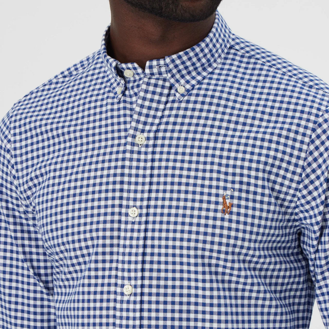 POLO RALPH LAUREN Gingham Slim Fit Oxford Shirt - Blue