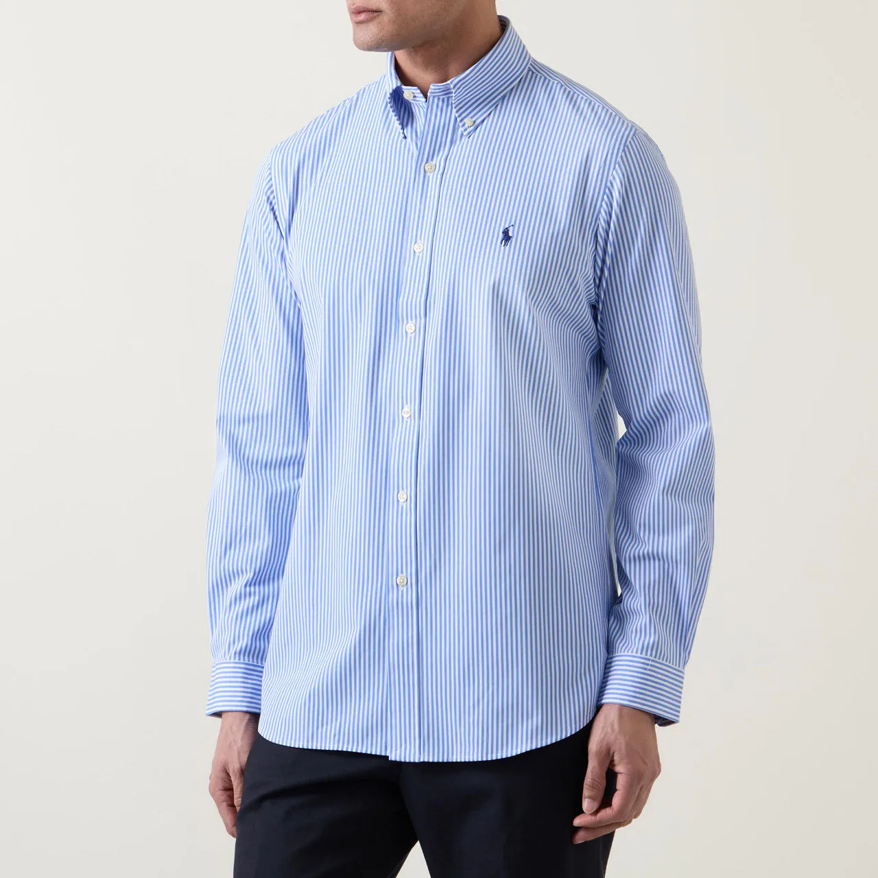 POLO RALPH LAUREN Signature Logo Striped Shirt - Light Blue