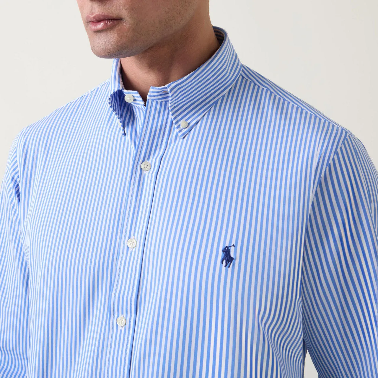 POLO RALPH LAUREN Signature Logo Striped Shirt - Light Blue