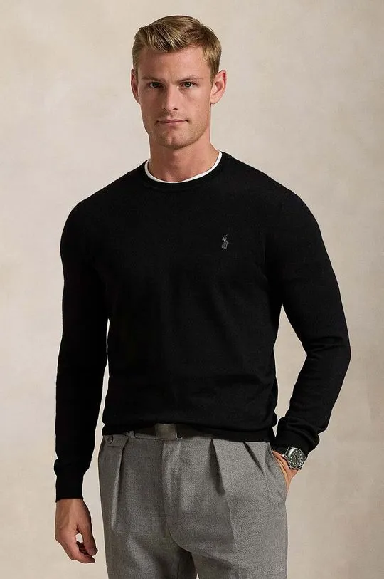 Polo Ralph Lauren woolen jumper Merino Wool men’s black color 710946143004