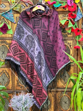 PURPLE INDIAN ELEPHANT PONCHO