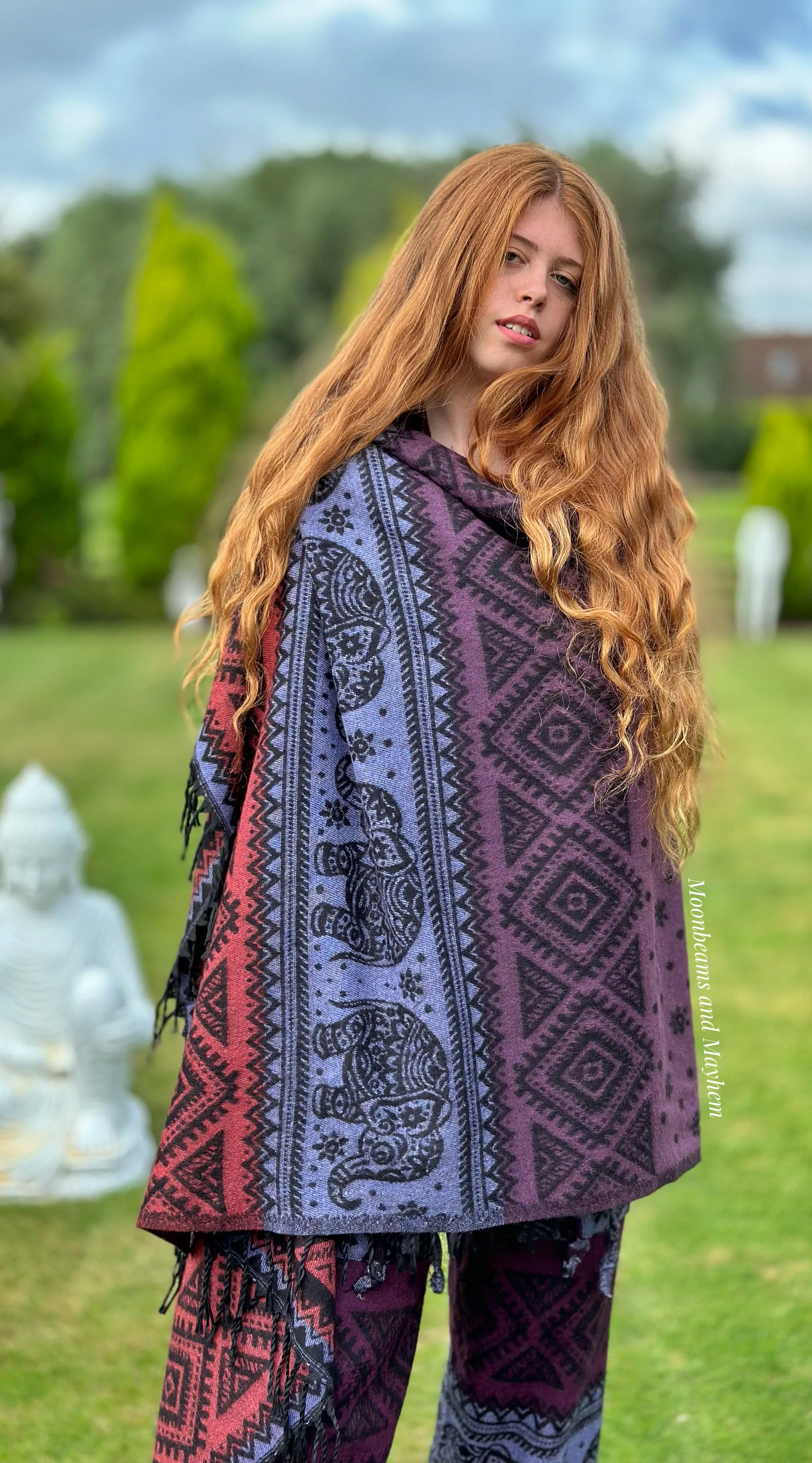 PURPLE MIX INDIAN ELEPHANT BLANKET SHAWL