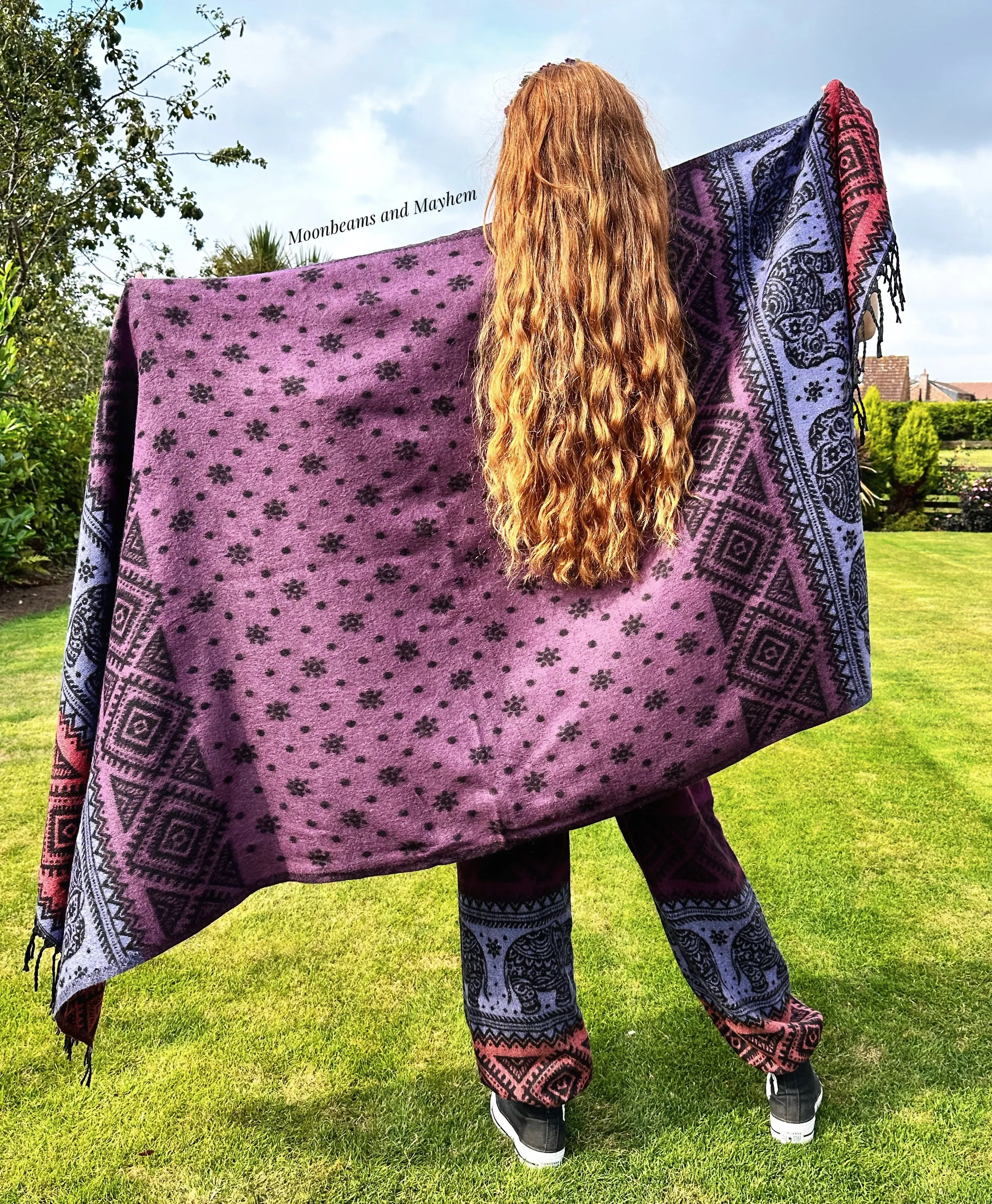 PURPLE MIX INDIAN ELEPHANT BLANKET SHAWL