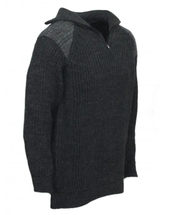 Raglan Sleeve Quarter Zip Wool Jumper