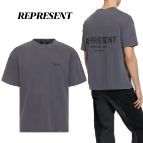 REPRESENT  |Crew Neck Blended Fabrics Street Style Plain Cotton