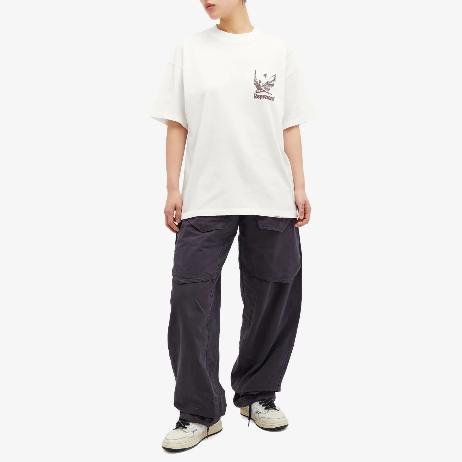 REPRESENT  |Crew Neck Unisex Street Style Plain Short Sleeves Logo