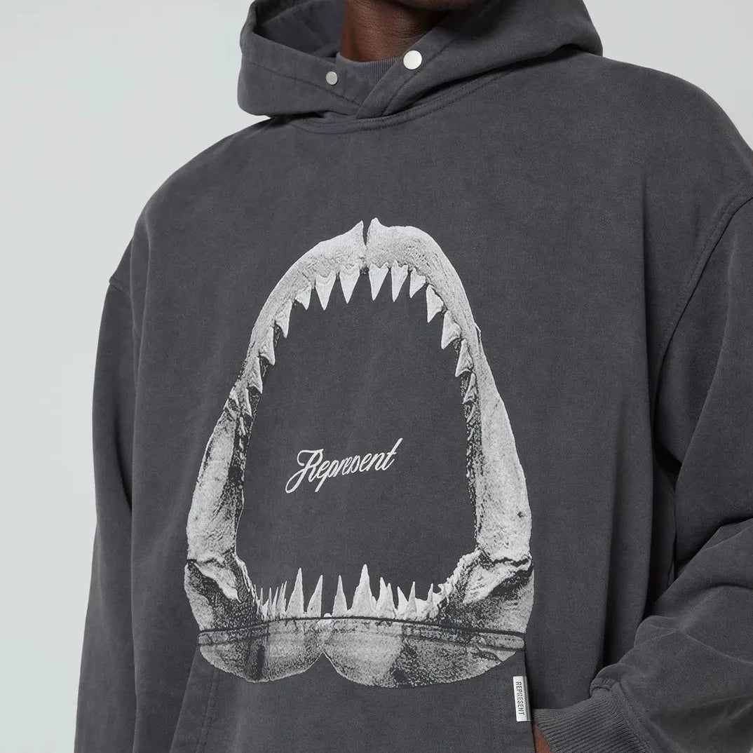 Represent Shark Jaws Hoodie Off Black