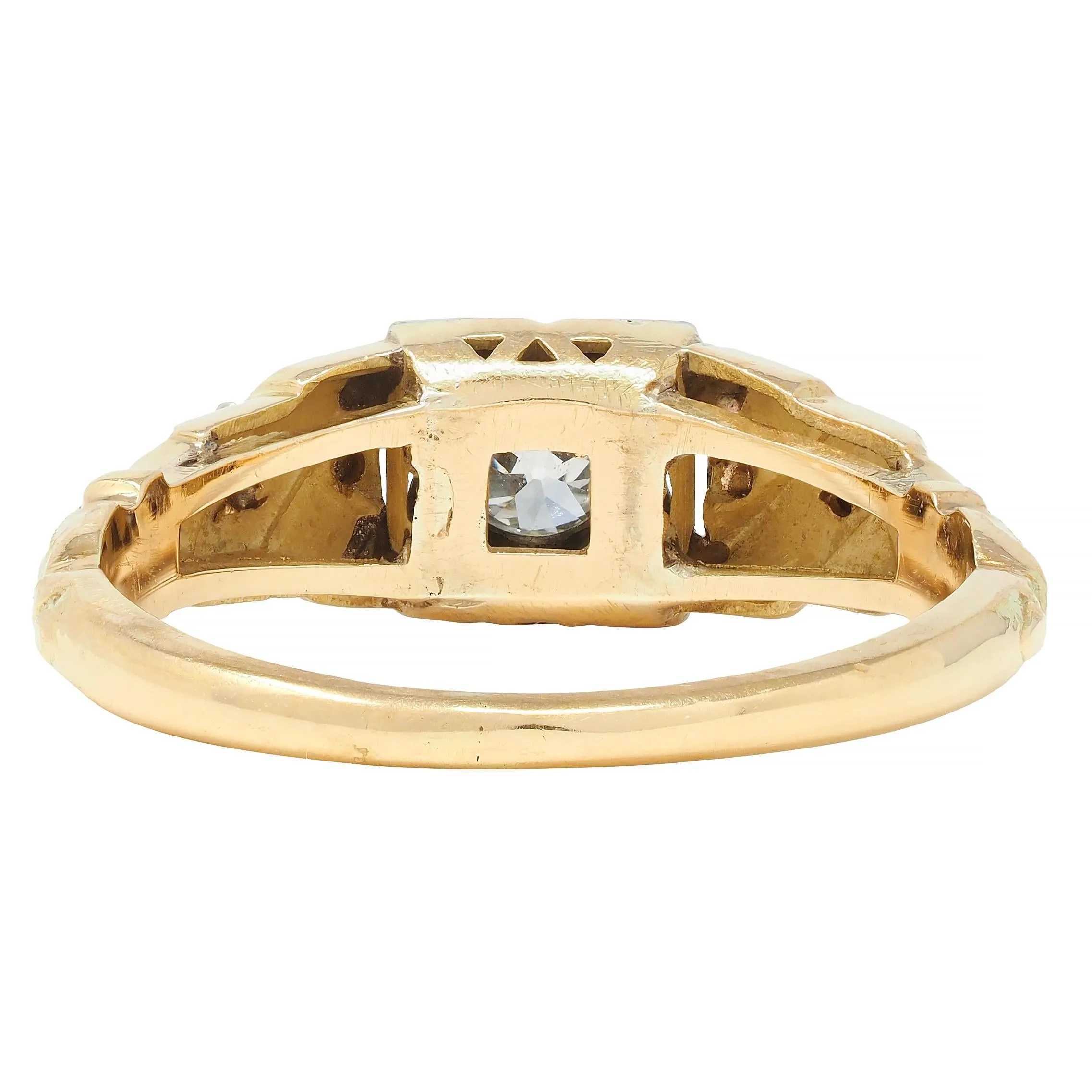 Retro 0.23 CTW Old European Cut Diamond 14 Karat Two-Tone Gold Engagement Ring