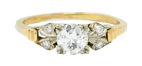 Retro 0.51 CTW Diamond 14 Karat Two-Tone Gold Engagement Ring