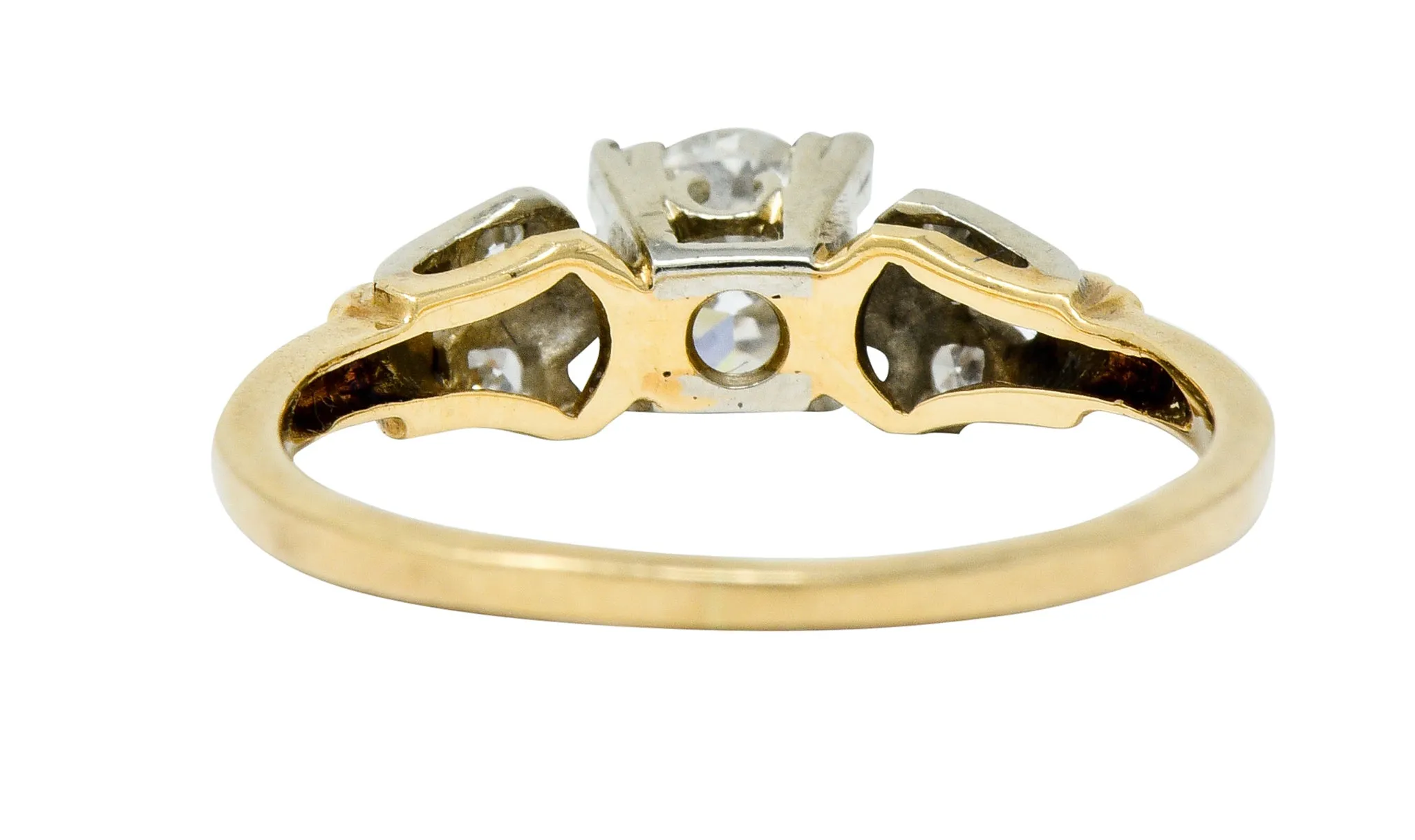 Retro 0.51 CTW Diamond 14 Karat Two-Tone Gold Engagement Ring