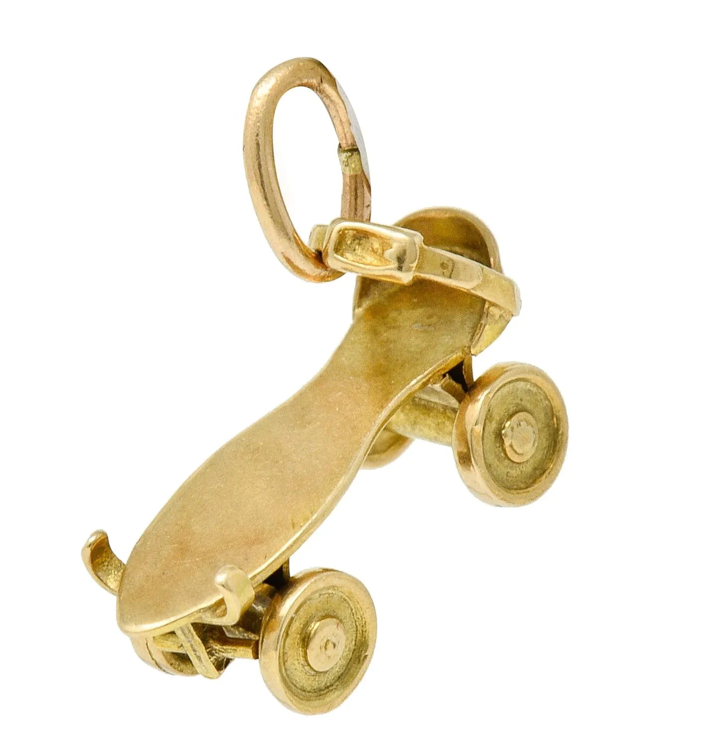 Retro 14 Karat Gold Roller Skate Charm Circa 1940