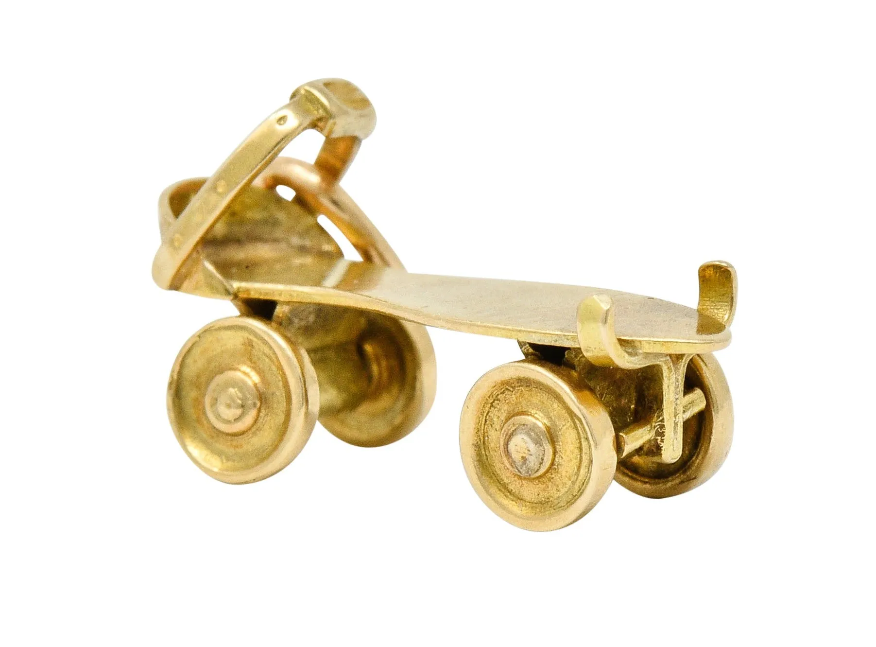 Retro 14 Karat Gold Roller Skate Charm Circa 1940