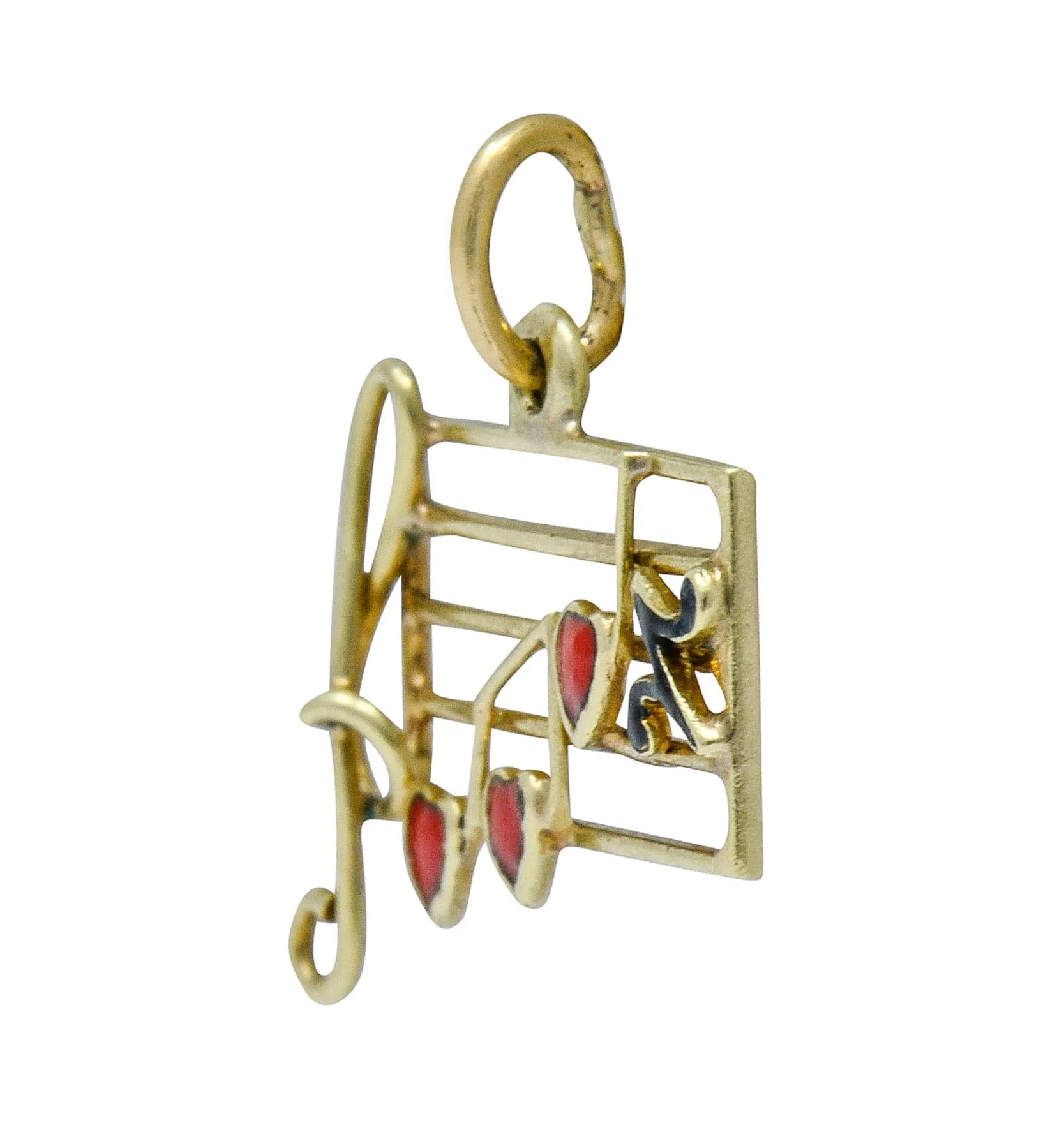 Retro Enamel 14 Karat Gold Music Note Charm