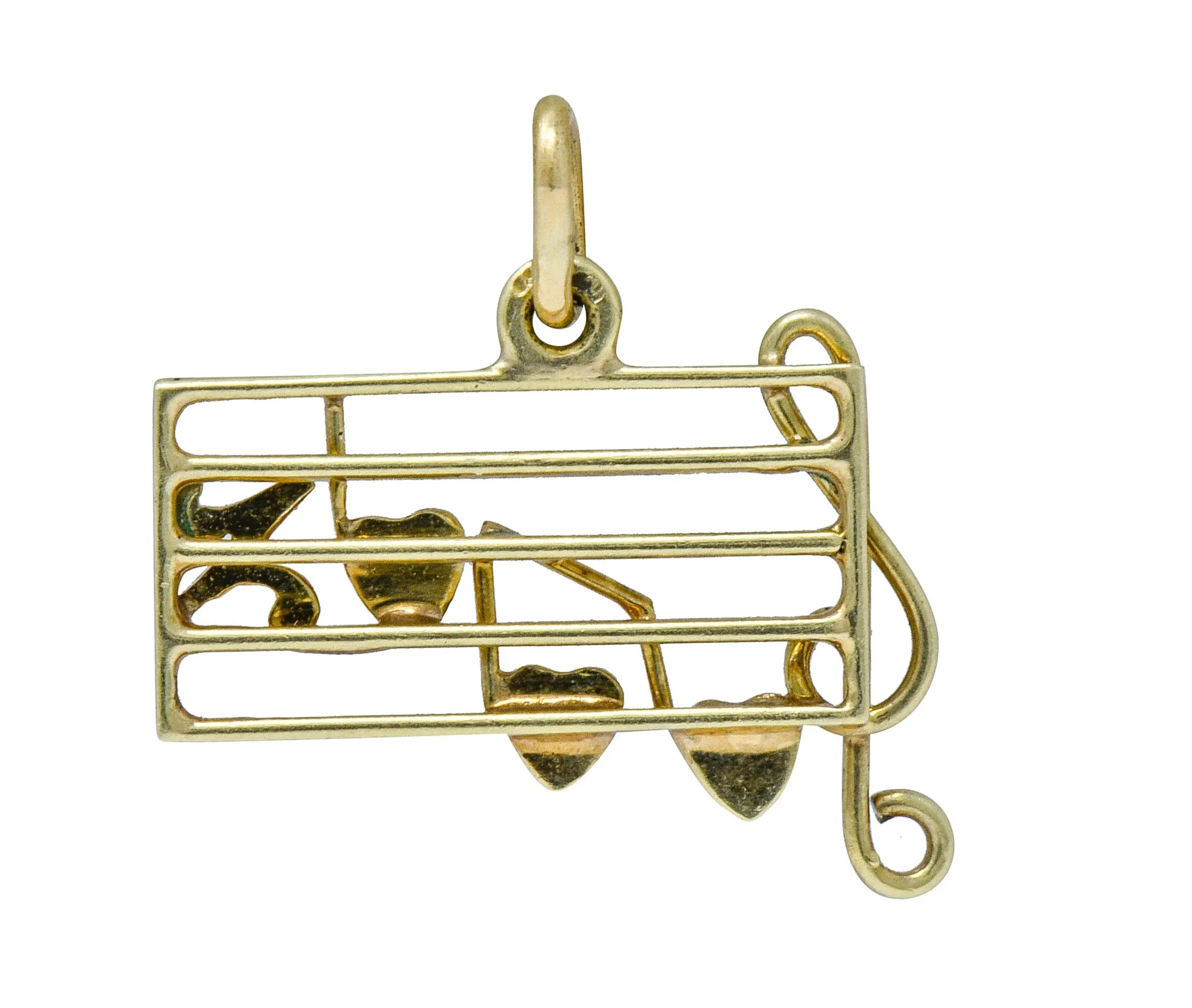 Retro Enamel 14 Karat Gold Music Note Charm