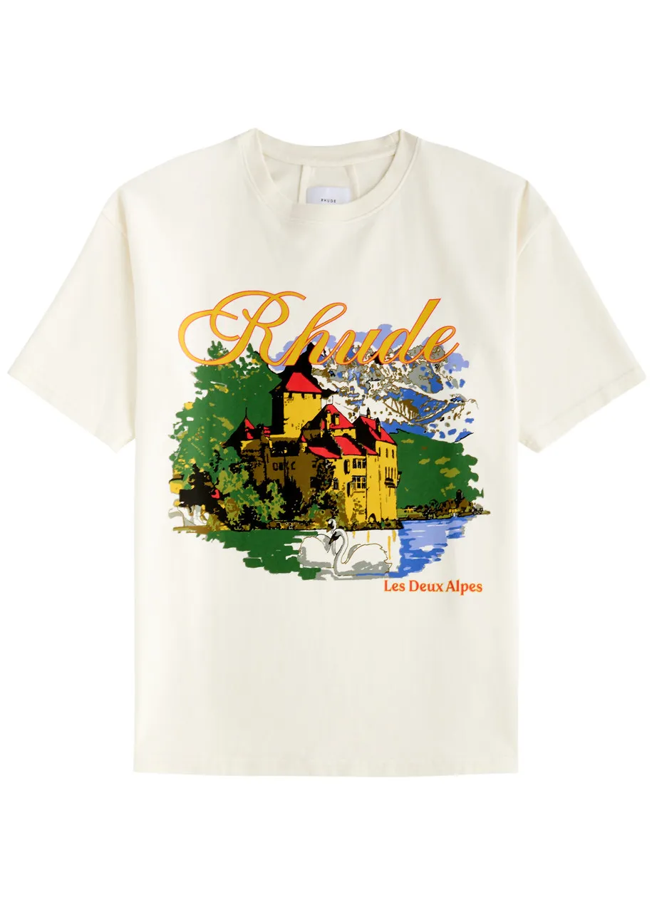 RHUDE Chateau Alpes printed cotton T-shirt  -                         -                     -                