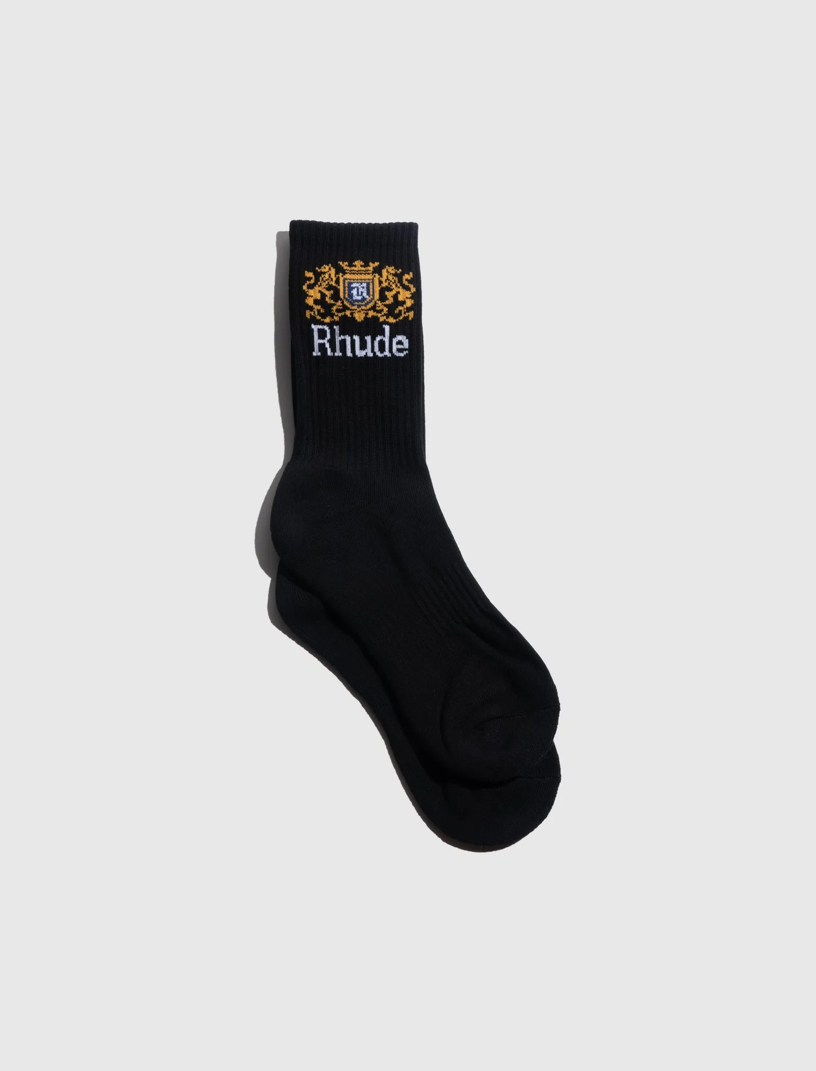 RHUDE CREST LOGO SOCKS   BLACK/YELLOW