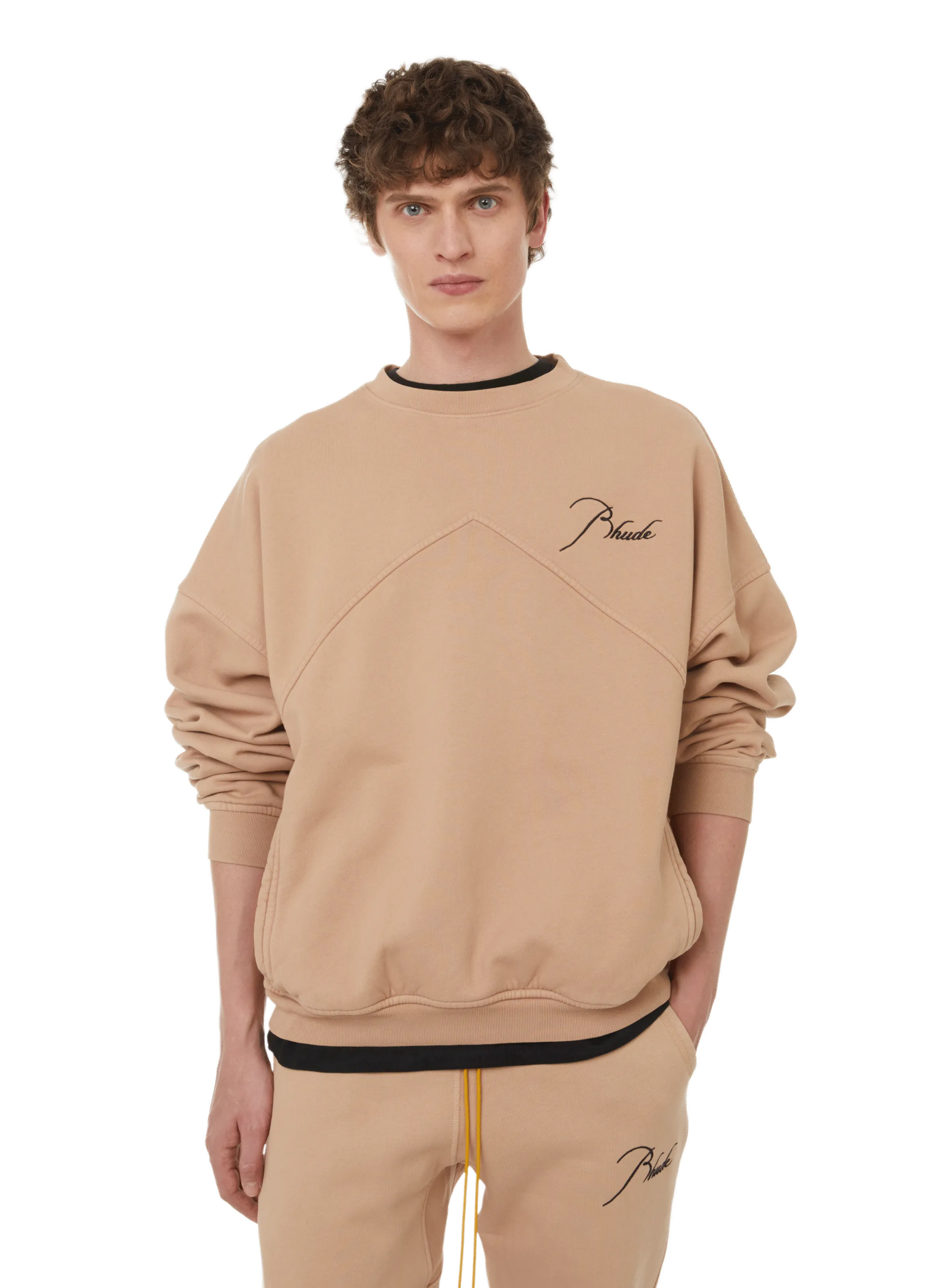 RHUDE  Oversized cotton jersey sweatshirt - Beige