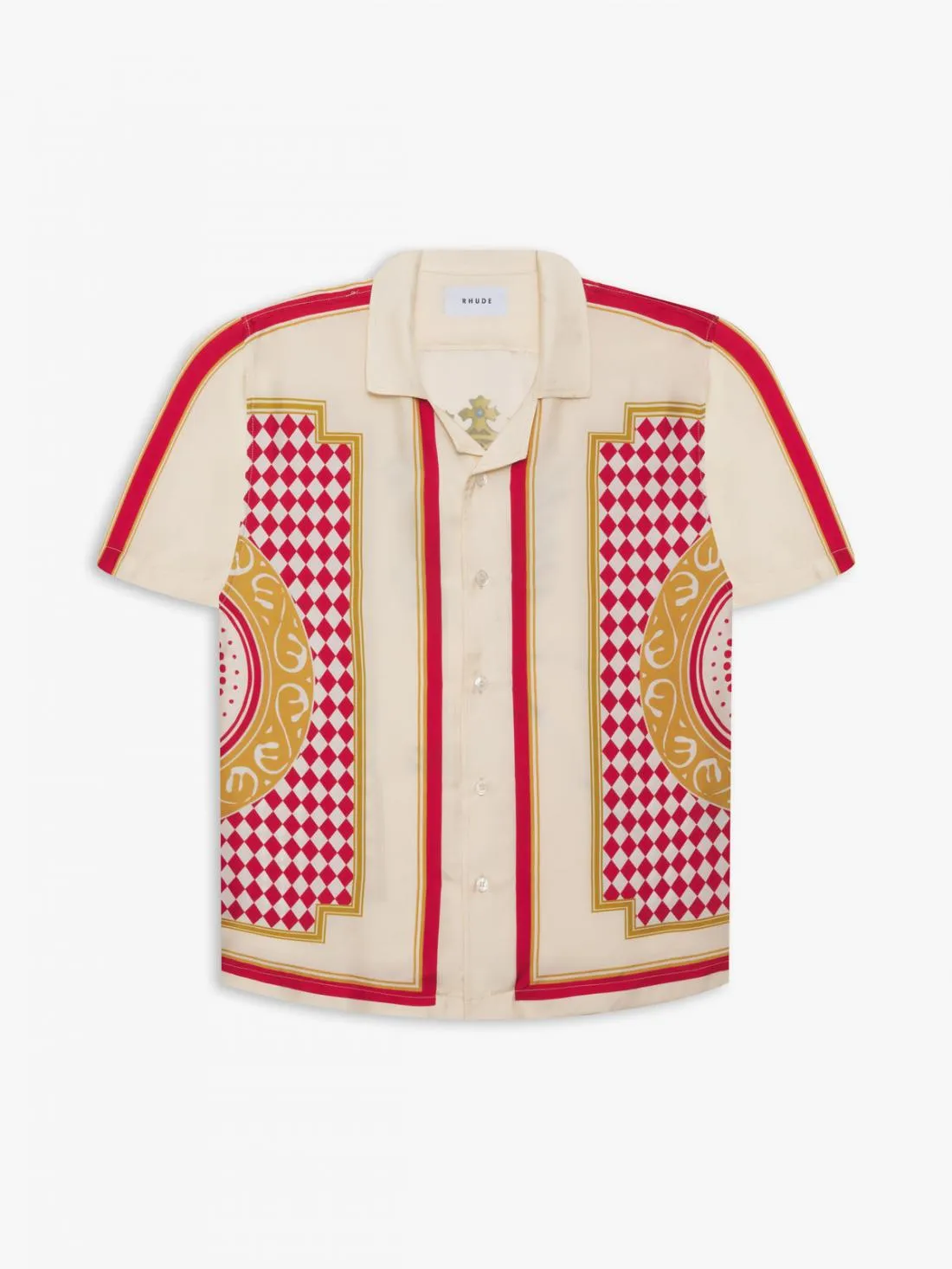 Rhude Silk Casino SS Button Up - Creme/Multi