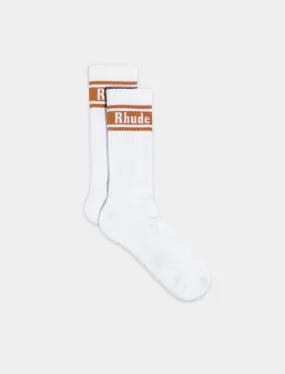 RHUDE STRIPE LOGO SOCKS   YELLOW