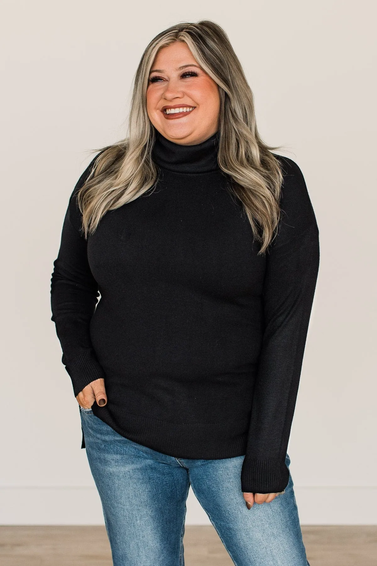 Simply The Best Cowl Neck Sweater- Black