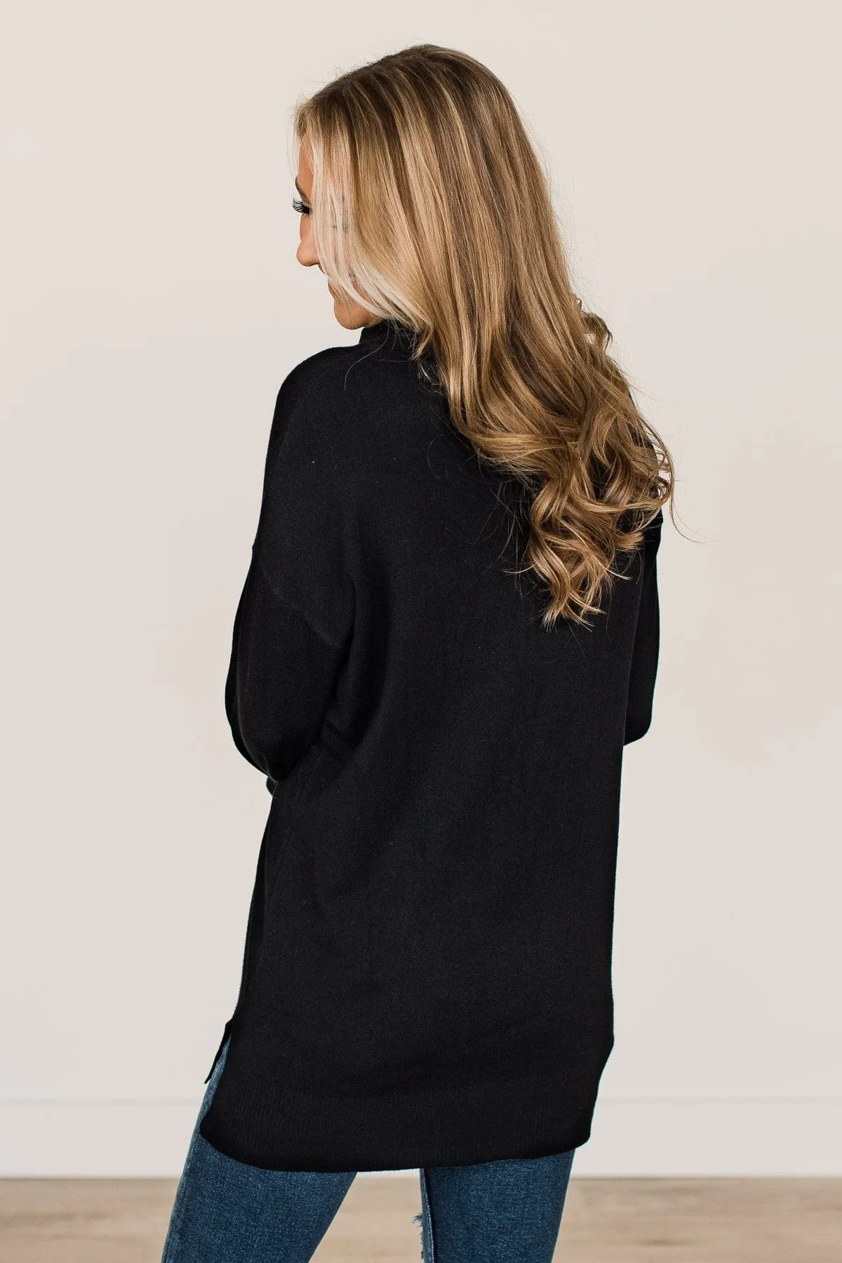 Simply The Best Cowl Neck Sweater- Black