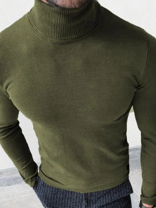 Slim Fit Knit Pullover Men Turtleneck Sweater