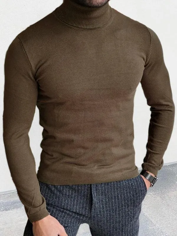 Slim Fit Knit Pullover Men Turtleneck Sweater