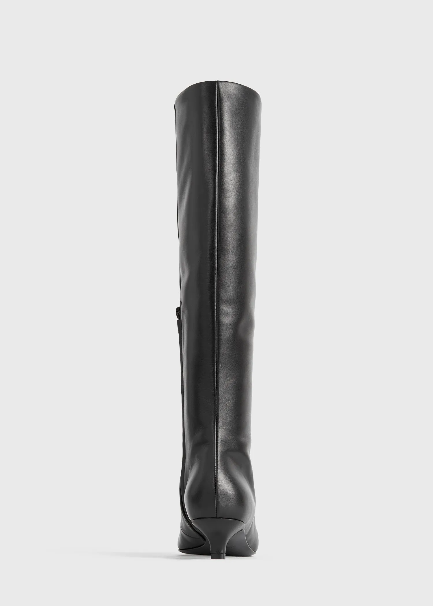 Slim leather knee-high boots black