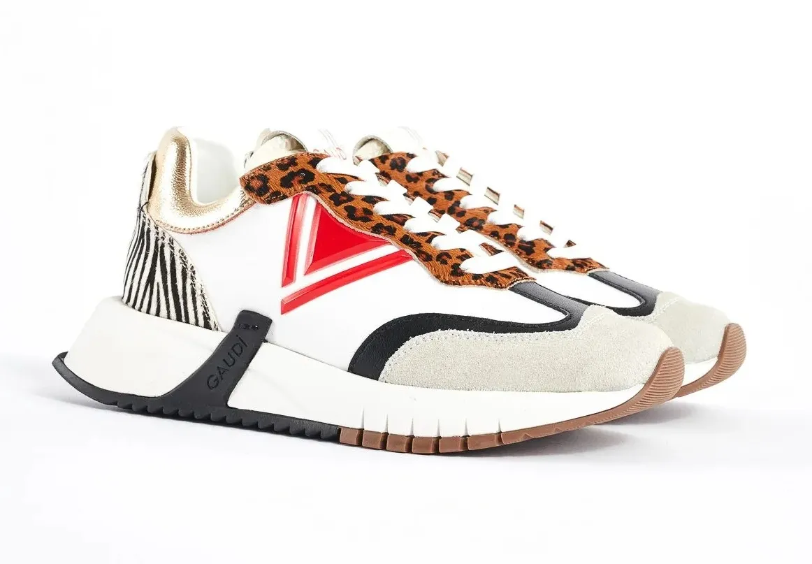 SNEAKERS GAUDì DONNA OFFWHITE/WHITE CON MOTIVO ANIMALIER V33-63320