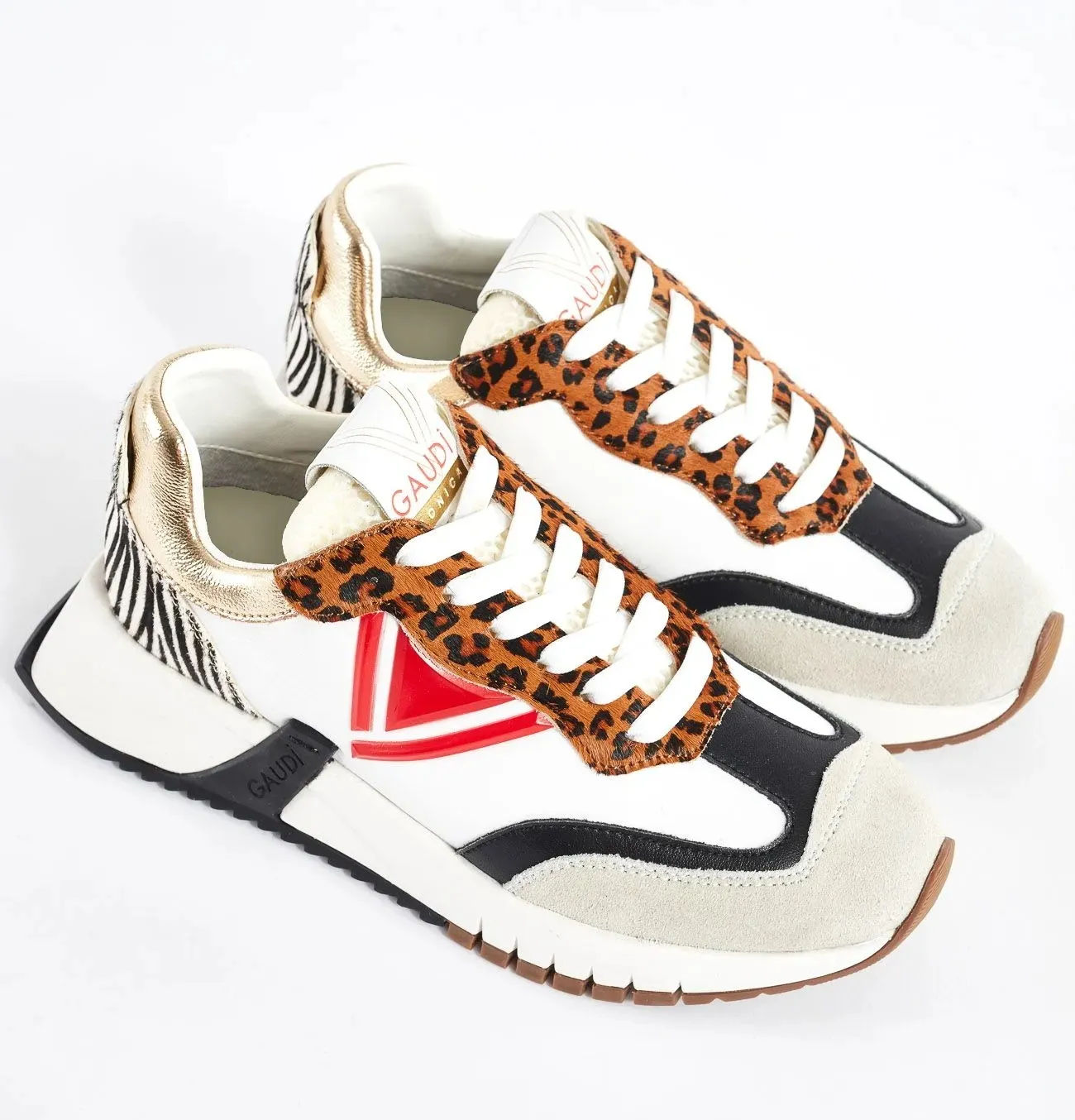 SNEAKERS GAUDì DONNA OFFWHITE/WHITE CON MOTIVO ANIMALIER V33-63320