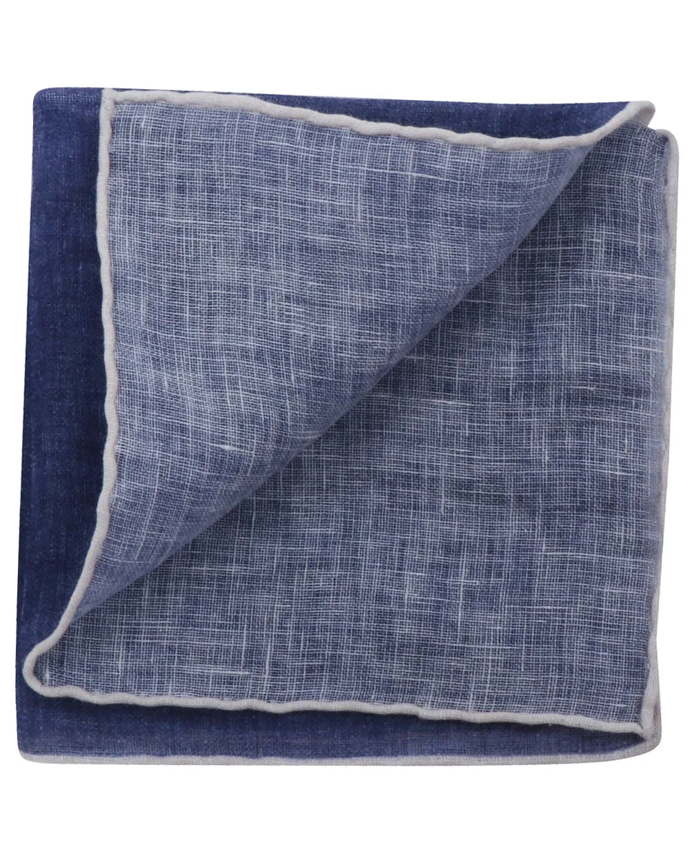 Solid Navy Linen Pocket Square