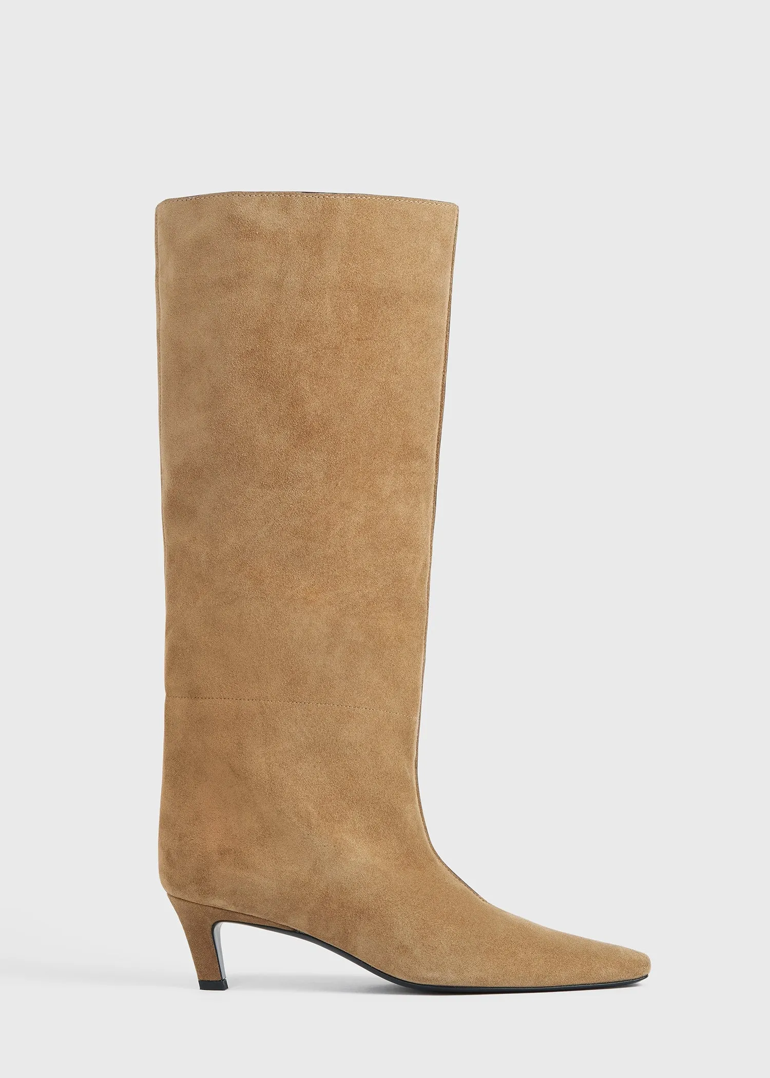 Suede wide shaft boots caramel