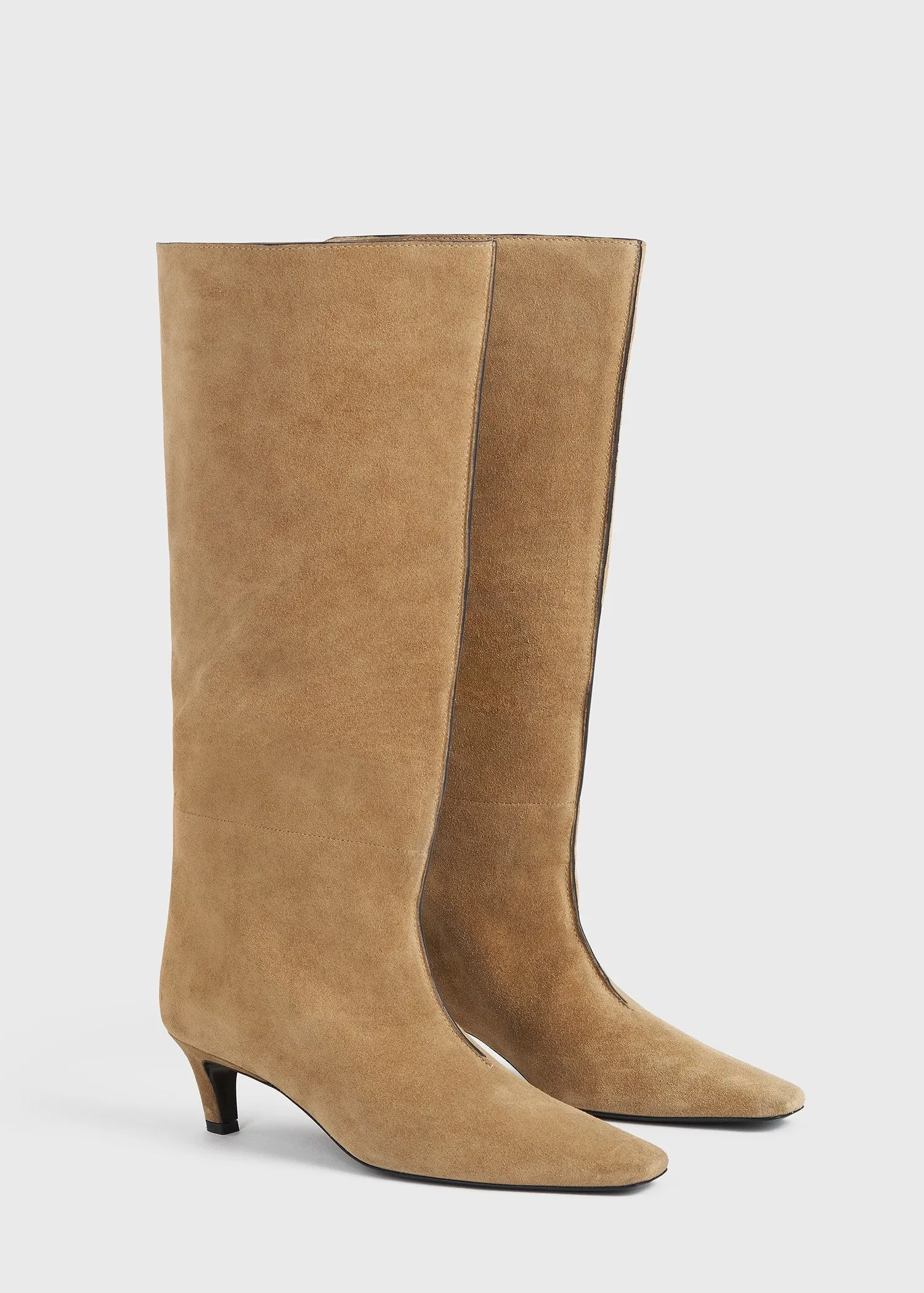 Suede wide shaft boots caramel