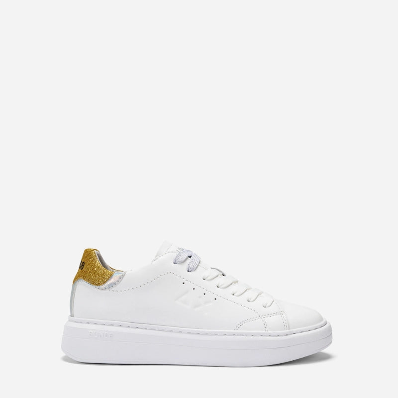 Sun68 Grace Leather Bianco Oro Sneakers