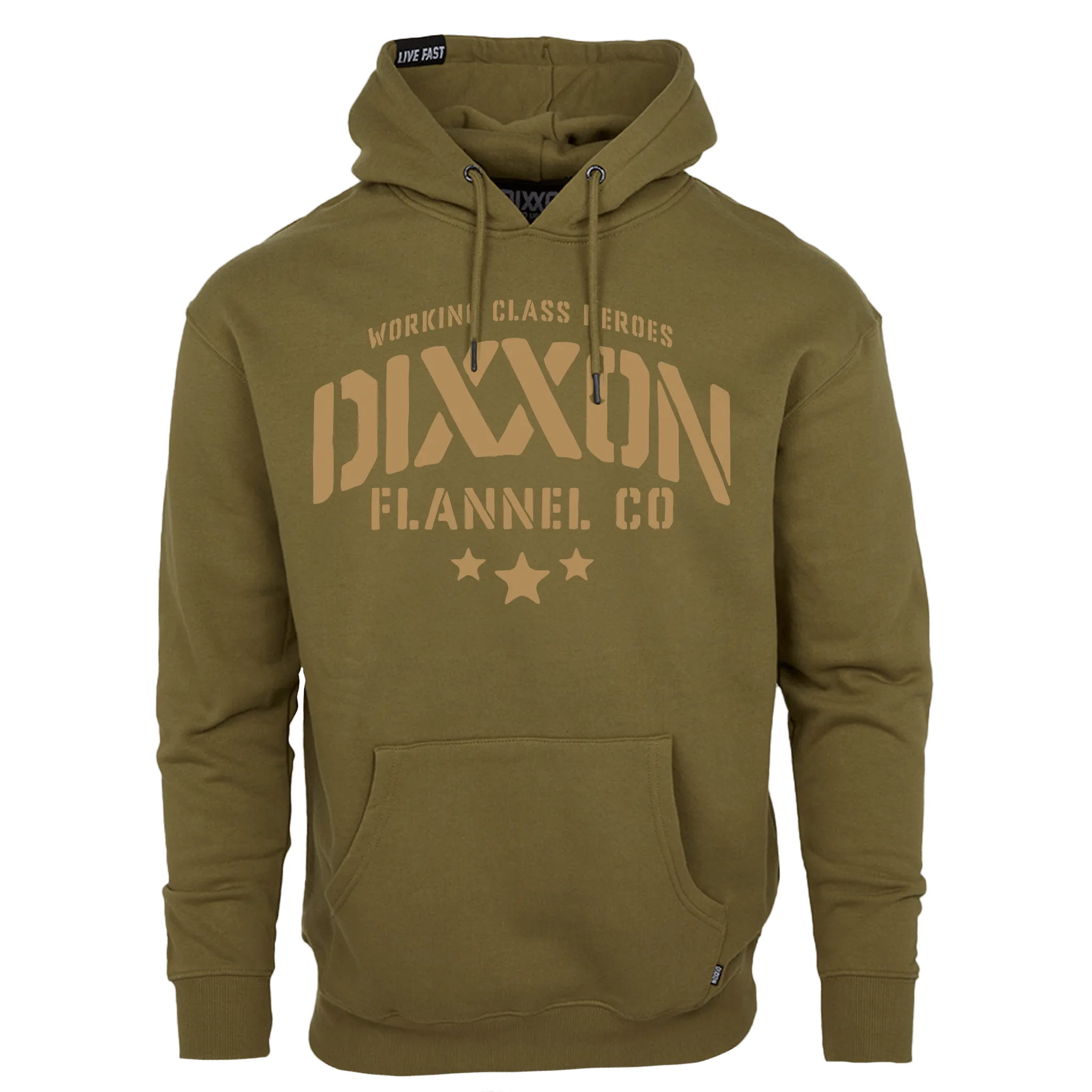 Tan Stencil Pullover Hoodie - O.D. Green