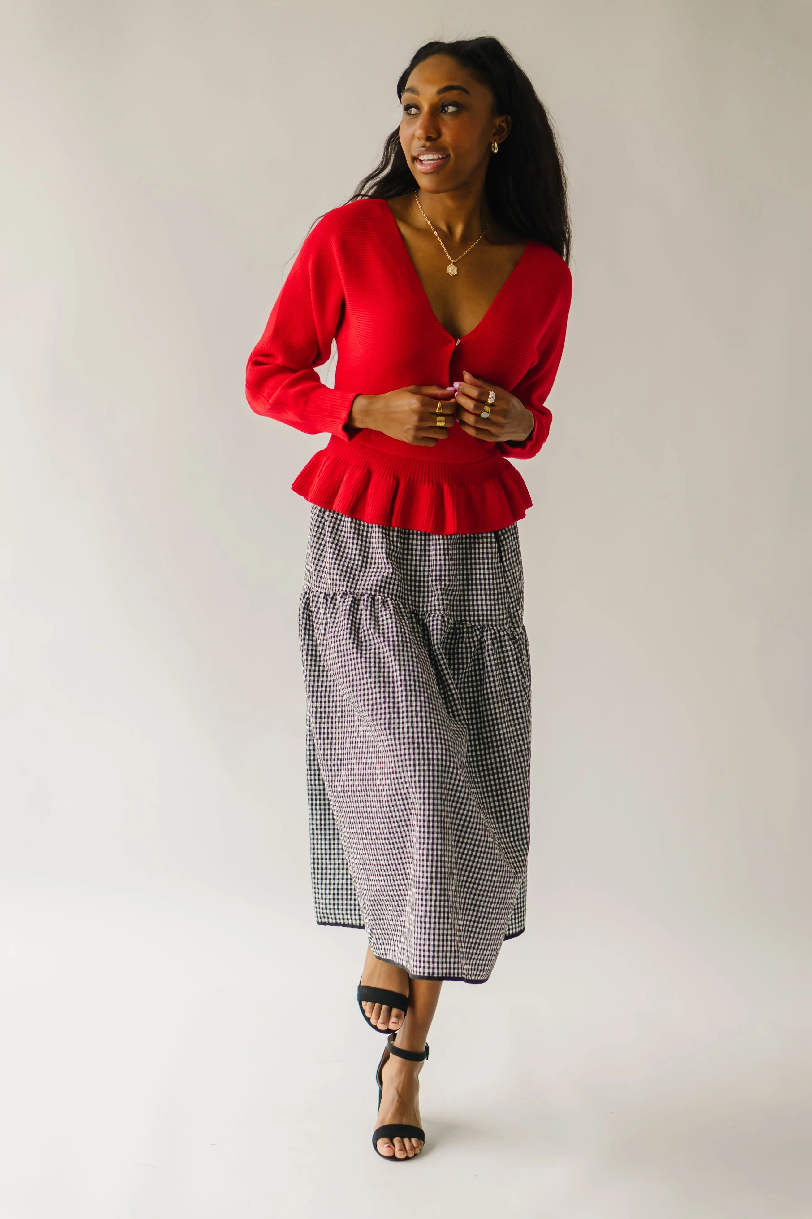 The Leeston Crossover Sweater in Red